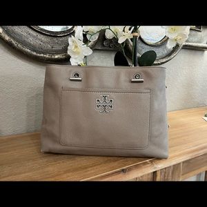 Tory Burch Britten Satchel in French Grey